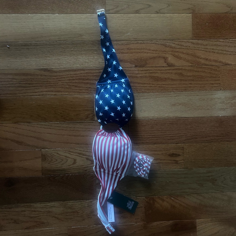 Target Flag Pattern swim top with removable straps NWT Size M